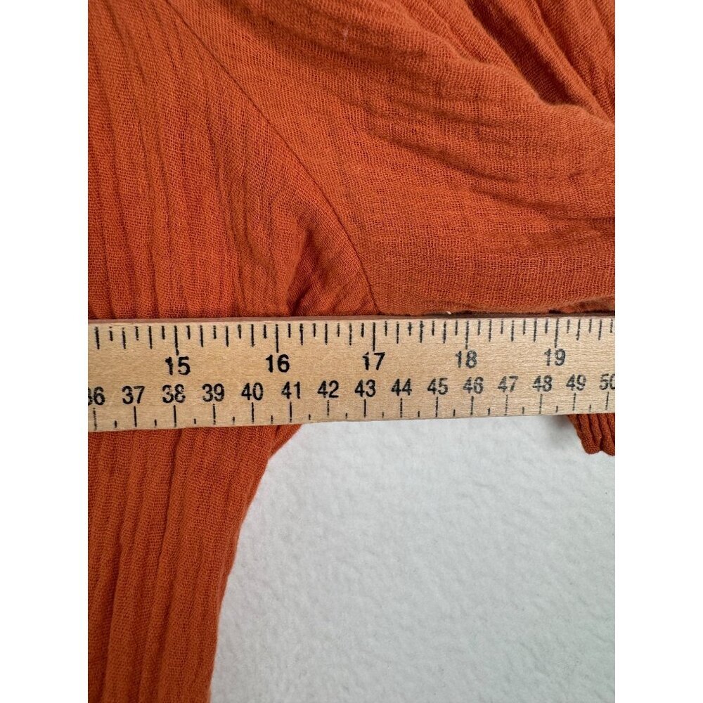 Lulus Rust Orange Off shoulder gauzy tiered midi dress sz M‎ - Picture 6 of 11